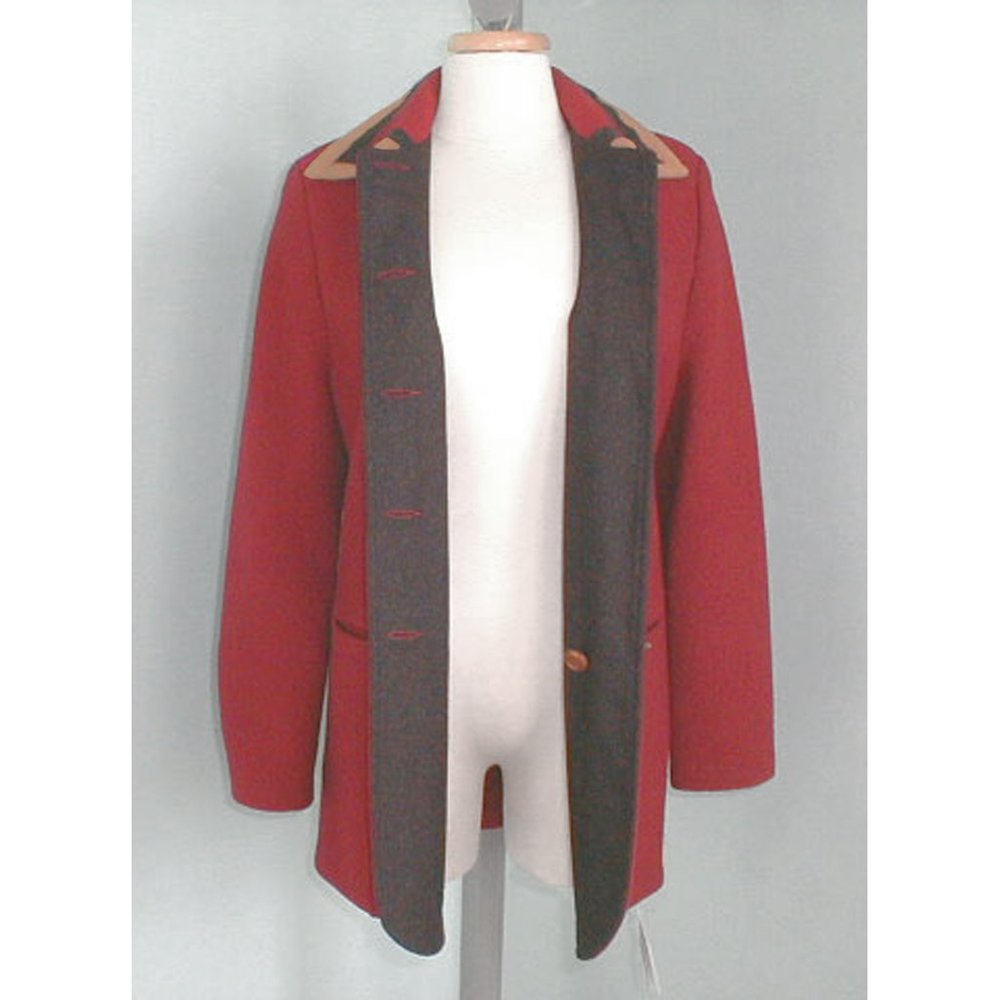 NEW Geiger Austria Boiled Wool Jacket! US 8 e 38  Red with Southwest Design Long
